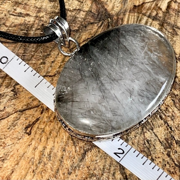 Large Oval Black Rutilated Quartz Pendant 1 7/8”x 1 7/8” - Picture 10 of 12
